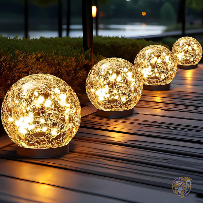 ソーラーグローブライト ソーラーライト 屋外防水 ガーデン用ソーラーボール ビビ我デザイン ガラスボールソーラーライト 屋外用 パティオ 庭 芝生装飾用 JKIMK