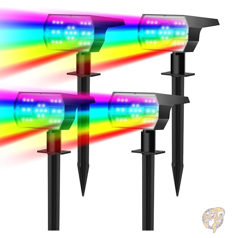 スポットライト ソーラーカラーチェンジライト 7つの照明モード ソーラーライト 屋外防水 IP68 マルチカラー RGB 屋外ライト 庭 景観装飾用 4個パック NYMPHY ニンフィ