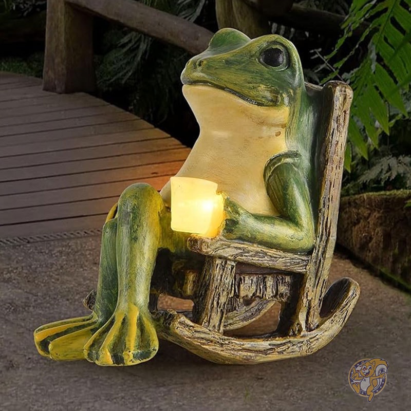 カエル ガーデン ミニチュア スタチュー庭装飾 置物 ホーム イースター ギフト デコレーション フェアリー ガーデン アクセサリー 屋外 ライト ソーラー ガーデン カエルデコレーション 新築祝い ギフト パティオ 庭 芝生 オーナメント 9.9cm × 6cm × 10cm FOXMIS フォックスミス