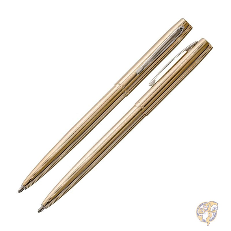 スペースペン 真鍮合金 キャップオーマティックペン ボールペン ポリッシュ真鍮 黒インク ギフトボックス フィッシャー Fisher