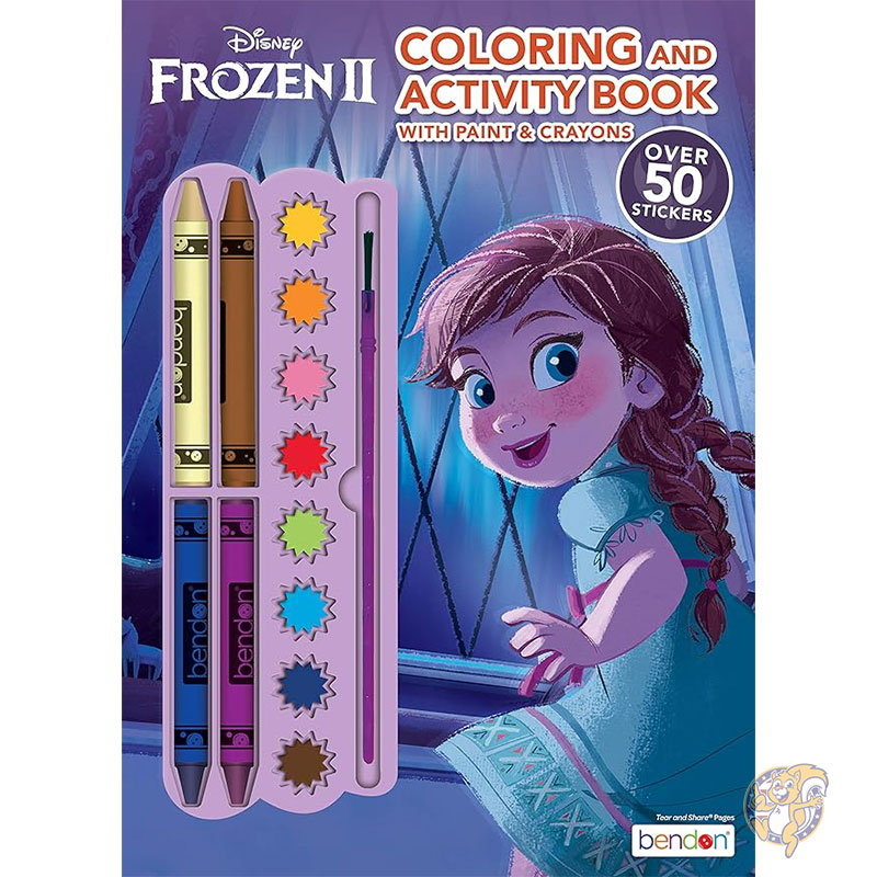 ディズニー Disney アナと雪の女王2 アナ 128ページ カラー＆ペイントアクティビティブック 8色ペイント 4クレヨン ステッカー付き ぬり絵 お絵描きセット