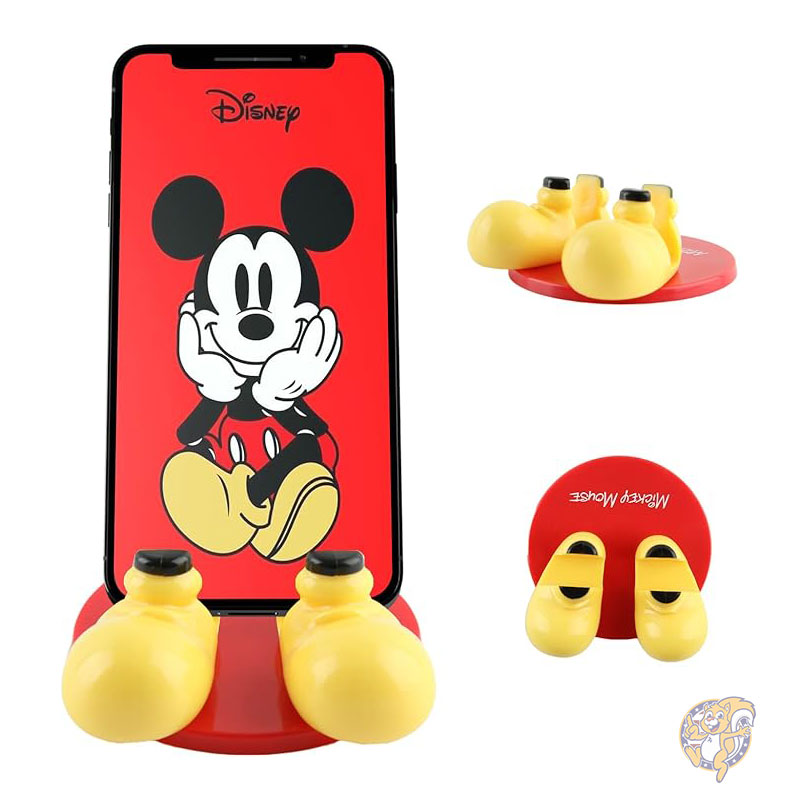 ディズニー Disney ミッキーマウス フィート 携帯電話スタンド ボーナス デカール ステッカー付き 自宅/オフィス用 携帯電話ホルダー Android/iPhone 互換性のあるユニバーサル デスク電話スタンド スマホスタンド