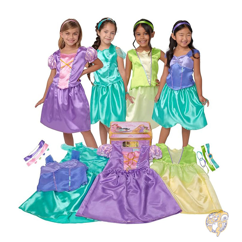 ディズニー Disney ディズニー プリンセス デラックス ドレスアップ トランク ティアナ ジャスミン ラプンツェル & アリエル キッズ ドレス 衣装