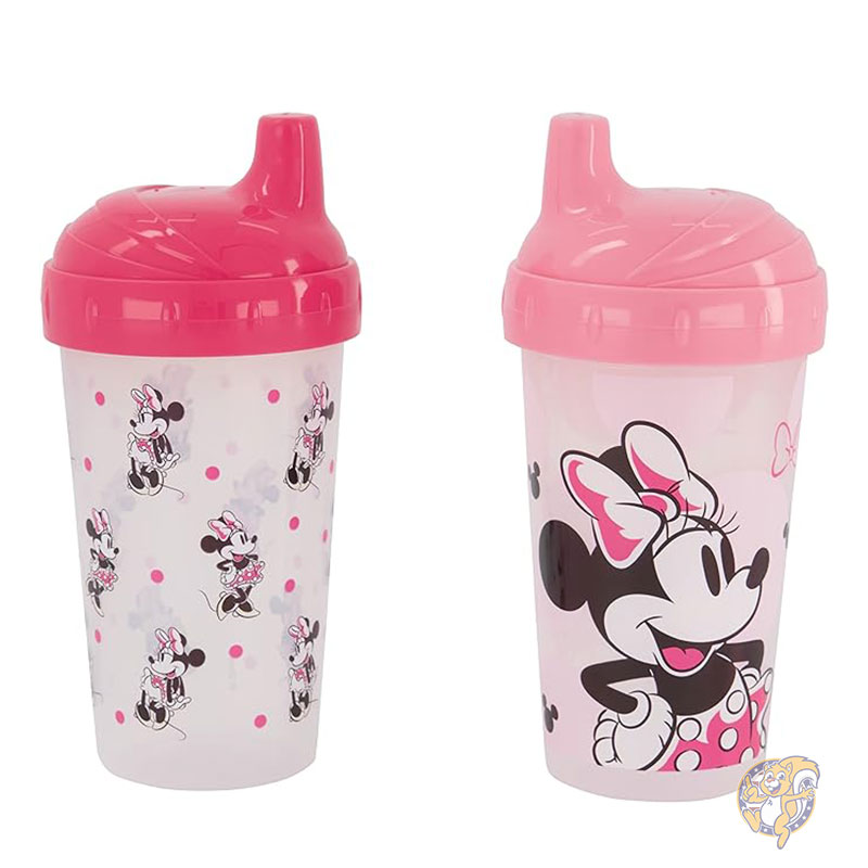 ディズニー Disney ミニーマウス シッピーカップ 2個 女の子用ディズニー幼児用シッピーカップ 10オンス 295ml ストローと蓋付き 耐久性のあるブルー漏れ防止トラベルウォーターボトル