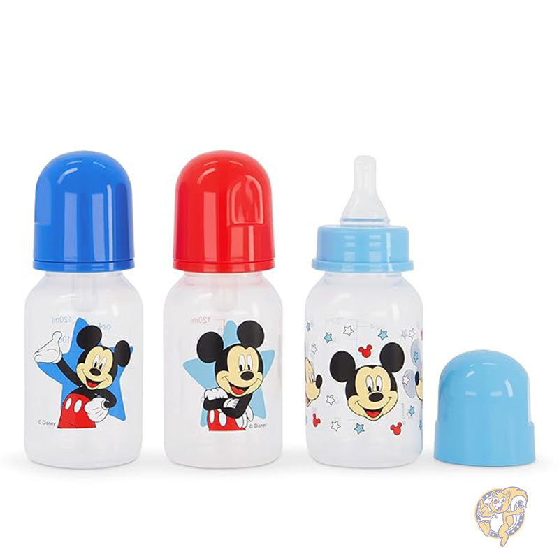 ディズニー Disney ミッキー スターボーイ 哺乳瓶 男の子と女の子用 5オンス 147ml ベビーボトル 新生児とすべての赤ちゃん用 ディズニー 乳児用ボトル 3 個パック ベビーシャワー用 BPA フリー プラスチック ベビーボトル