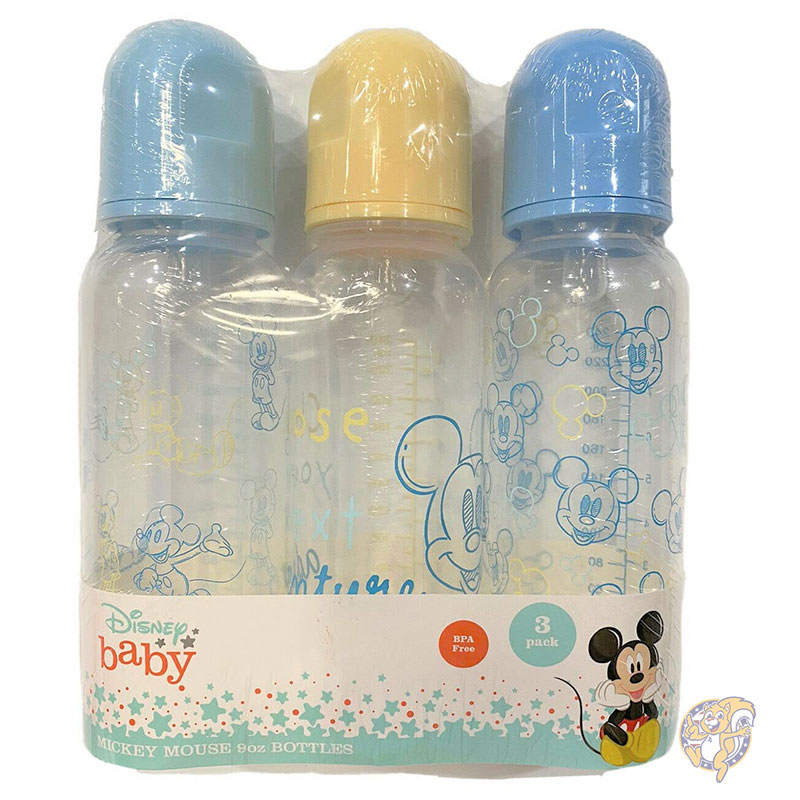 ディズニー Disney ミッキー 哺乳瓶 ネクスト アドベンチャー ベビーボトル 3 個パック 男の子 女の子用 9オンス 266ml ベビーボトル 新生児 赤ちゃん用 ベビーシャワー用 BPA フリー プラスチック ベビーボトル