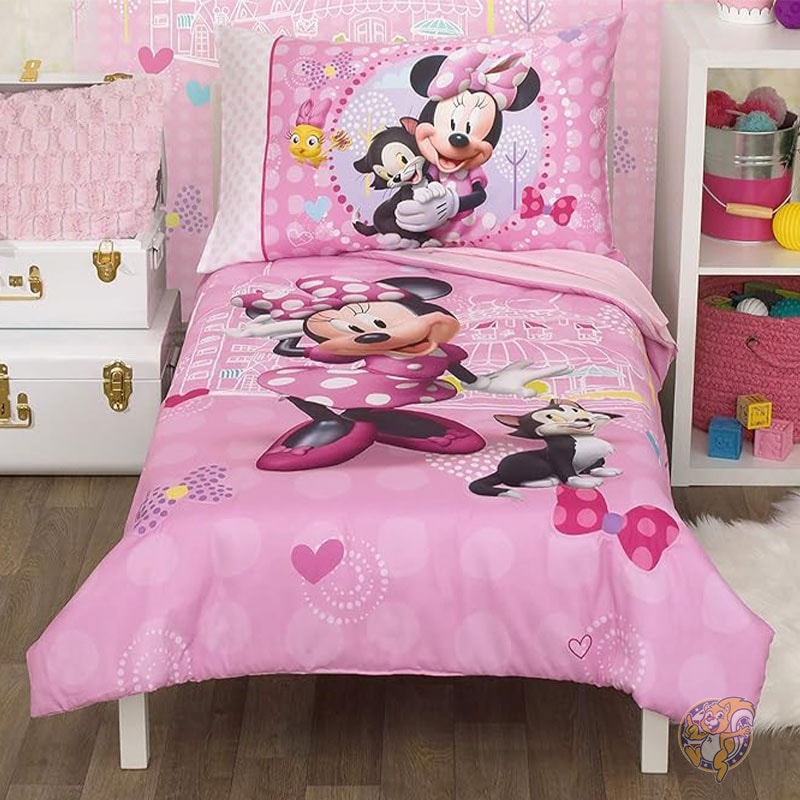 ディズニー Disney ミニーマウス 幼児用寝具 4点セット ヘルプイング フレンズ フィットシーツ 枕カバー トップシーツ 掛け布団キルト ピンク