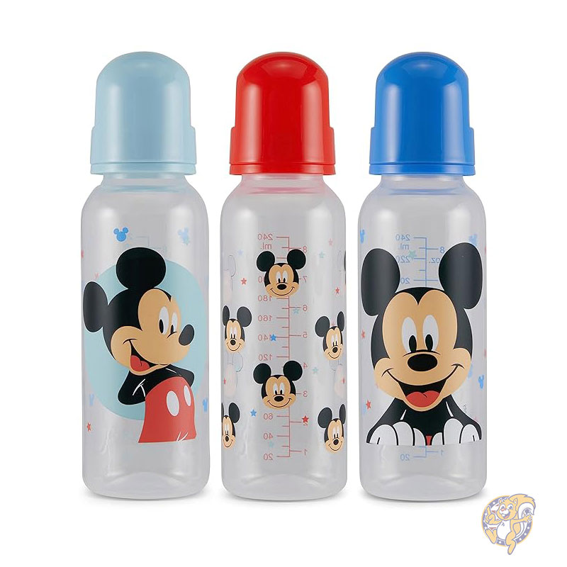 ディズニー Disney ディズニー ミッキーマウス ポーズ 哺乳瓶 男の子 女の子用 9オンス ベビーボトル ベビーボトル 3 個パック 新生児とすべての赤ちゃん用 ベビーシャワー用 BPA フリー プラスチック ベビーボトル