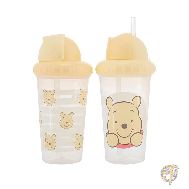 ディズニー Disney くまのプーさん ドリンクカップ 男の子と女の子のためのディズニー幼児用シッピーカップ ストローと蓋付き10オンス 295ml シッピーカップ2個パック 幼児用耐久性のあるブルー漏れ防止旅行用ウォーターボトル