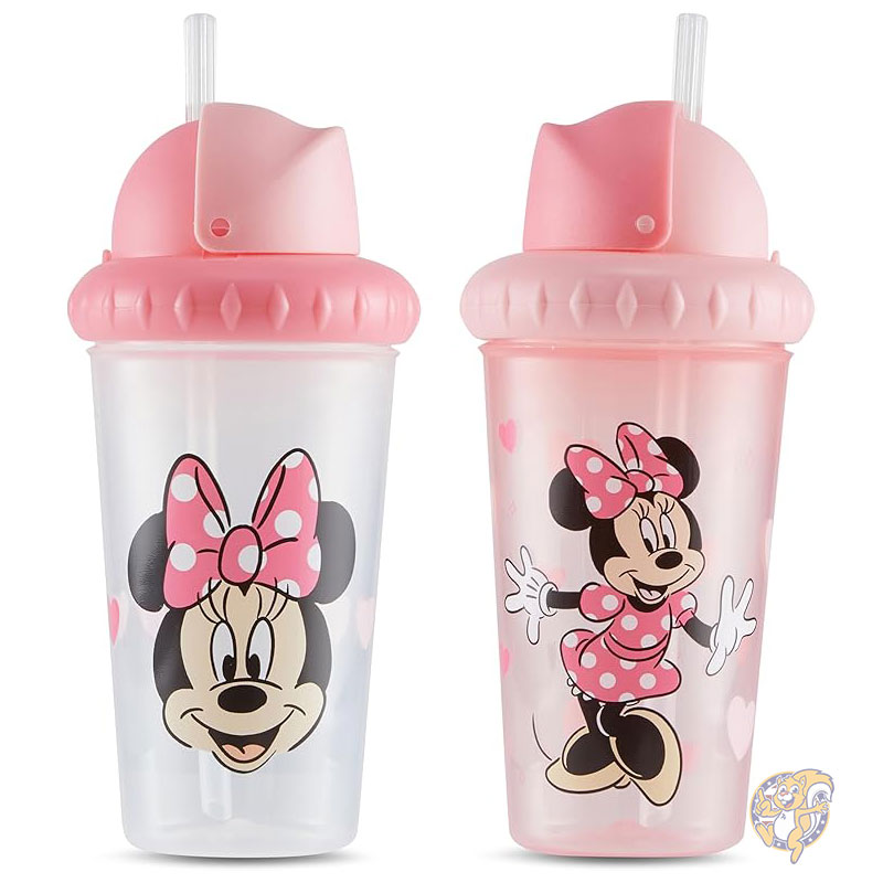 ディズニー Disney ミニー ドリンクカップ 男の子と女の子のためのディズニー幼児用シッピーカップ ストローと蓋付き10オンス 295ml シッピーカップ2個パック 幼児用耐久性のある漏れ防止旅行用ウォーターボトル