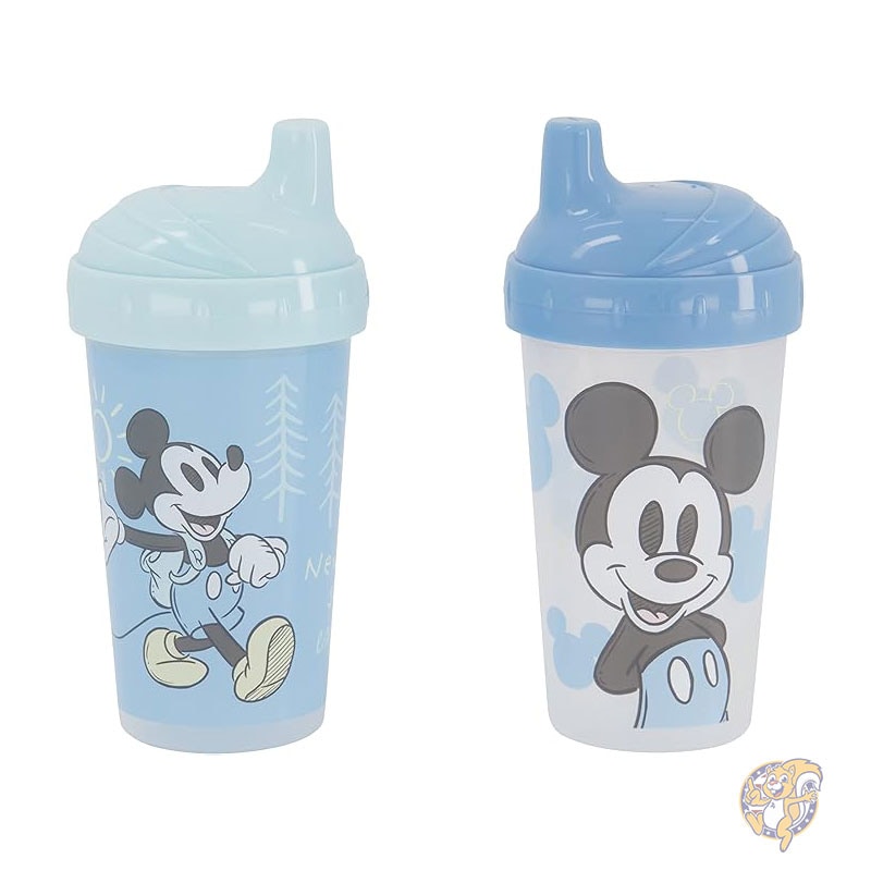 ディズニー Disney ミッキーマウス シッピーカップ 2個パック ストローと蓋付き 男の子用幼児用シッピーカップ 10オンス 295ml 幼児用耐久性のあるブルーの漏れ防止トラベルウォーターボトル