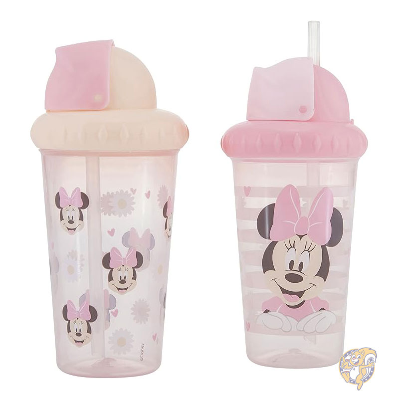 ディズニー Disney ミニーマウス ドリンクカップ ディズニー幼児用シッピーカップ ストローと蓋付き10オンス 295ml シッピーカップ2個パック男の子と女の子 幼児用耐久性のあるブルー漏れ防止旅行用ウォーターボトル