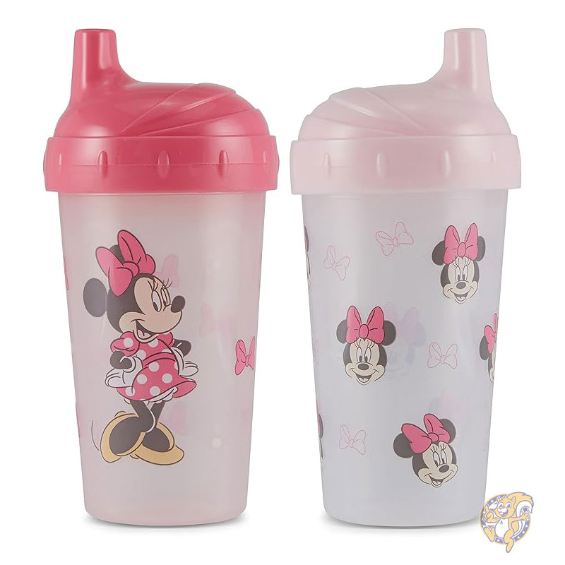 ディズニー Disney ミニー ドリンクカップ 女の子用 幼児用シッピーカップ 10オンス 295ml ミニーマウス シッピーカップ 2個パック ストローと蓋付き 幼児用耐久性のあるブルーの漏れ防止トラベルウォーターボトル