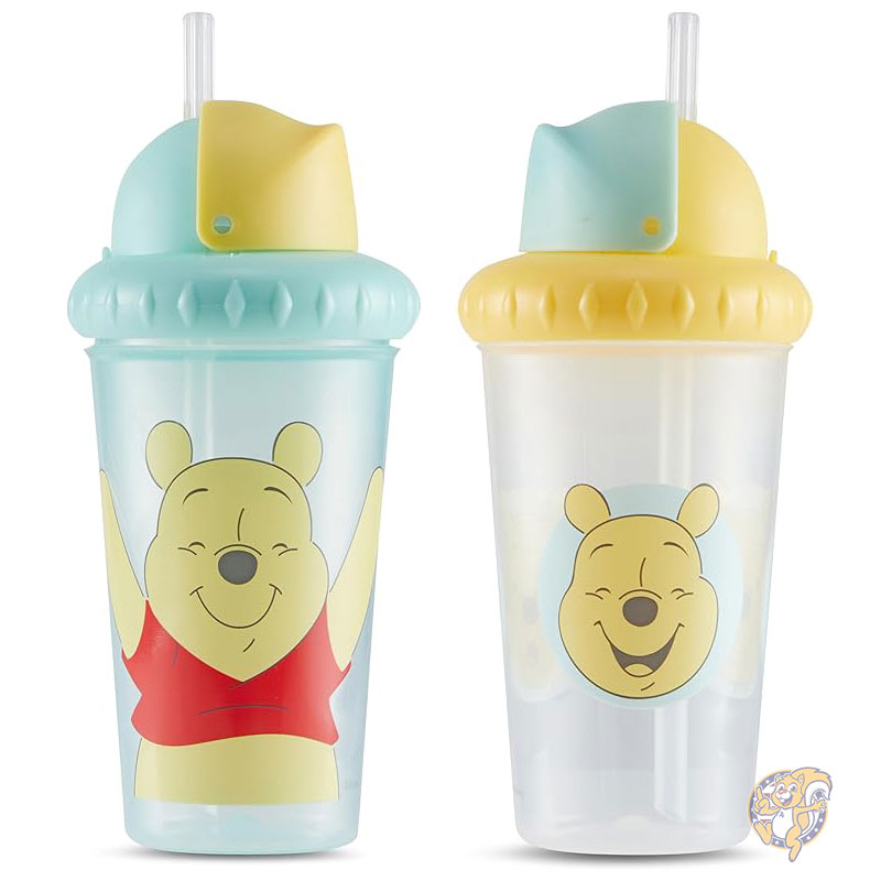 ディズニー Disney くまのプーさん ドリンクカップ 男の子と女の子用 ディズニー幼児用シッピーカップ ストローと蓋付き10オンス 295ml シッピーカップ2個パック 幼児用耐久性のある漏れ防止旅行用ウォーターボトル