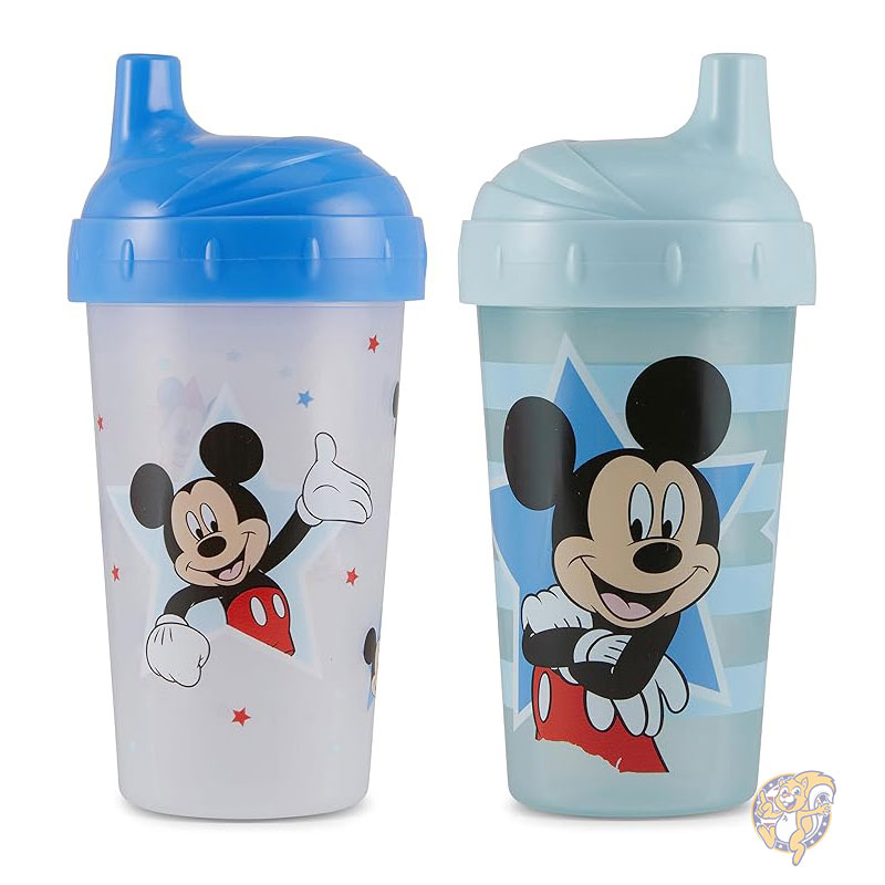 ディズニー Disney ミッキー ドリンクカップ 男の子用幼児用シッピーカップ 10オンス 295ml ミッキーマウス シッピーカップ 2個パック ストローと蓋付き 幼児用耐久性のあるブルーの漏れ防止トラベルウォーターボトル