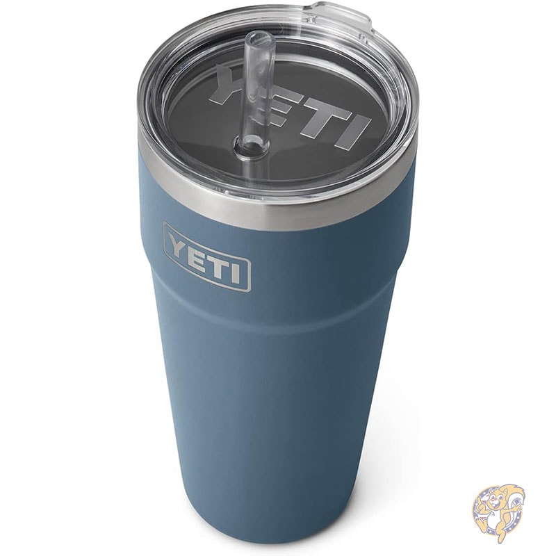 YETI イエティー ランブラー タンブラー 26オンス 770ml ストローカップ 真空断熱 ステンレススチール ストロー蓋付き ノルディックブルー
