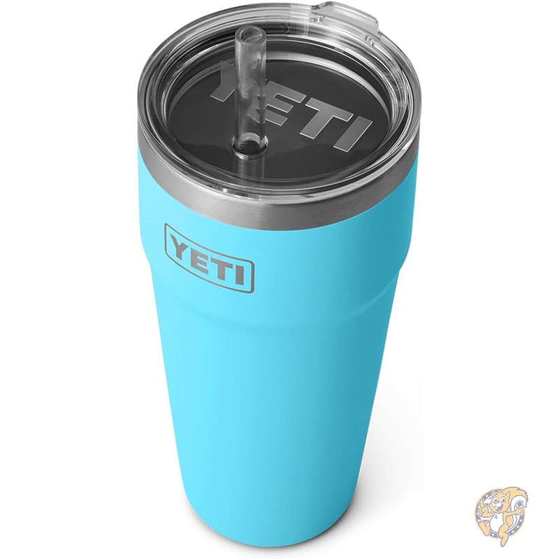 YETI イエティー ランブラー タンブラー 26オンス 770ml ストローカップ 真空断熱 ステンレススチール ストロー蓋付き リーフブルー