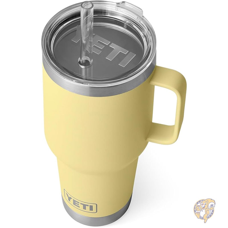 YETI イエティー ランブラー タンブラー 35オンス 1035ml ハンドルとストロー蓋付き トラベルマグ ウォータータンブラー 真空断熱カップ ハンドル付き ステンレススチール デイブレイクイエロー