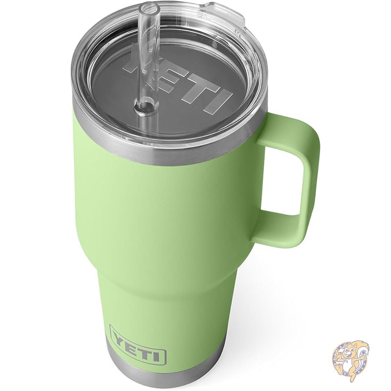 YETI イエティー ランブラー タンブラー 35オンス 1035ml ハンドルとストロー蓋付き トラベルマグ ウォータータンブラー 真空断熱カップ ハンドル付き ステンレススチール キーライム