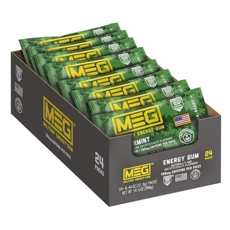 ミリタリーエナジーガム ミリタリーガム スペアミント味 24パック Military Energy Gum MEG 100mgカフェイン配合 米軍使用実績 エネルギー補給ガム