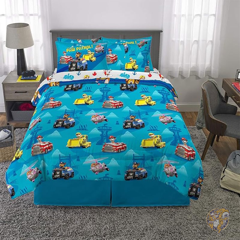 パウ・パトロール 子供用寝具 スーパーソフト 掛け布団とシーツセット 枕カバー付き フルサイズ 7点セット マーシャル チェイス スカイ ラブル Franco フランコ
