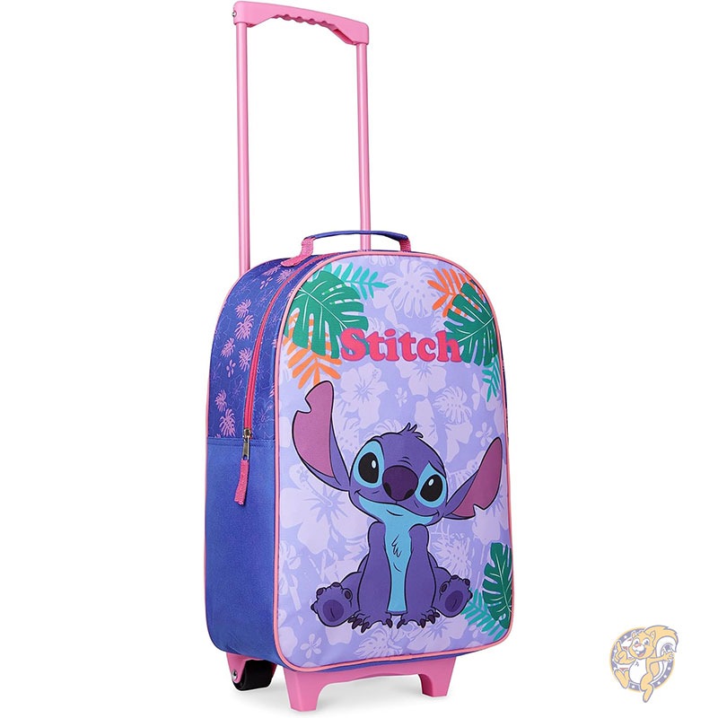 ディズニー Disney スティッチ キッズ スーツケース 折りたたみ式 トロリーバッグ 47 x 30cm 2輪 伸縮式ハンドル 旅行用トラベルケース 子供用 ラゲッジ ブラックステッチ
