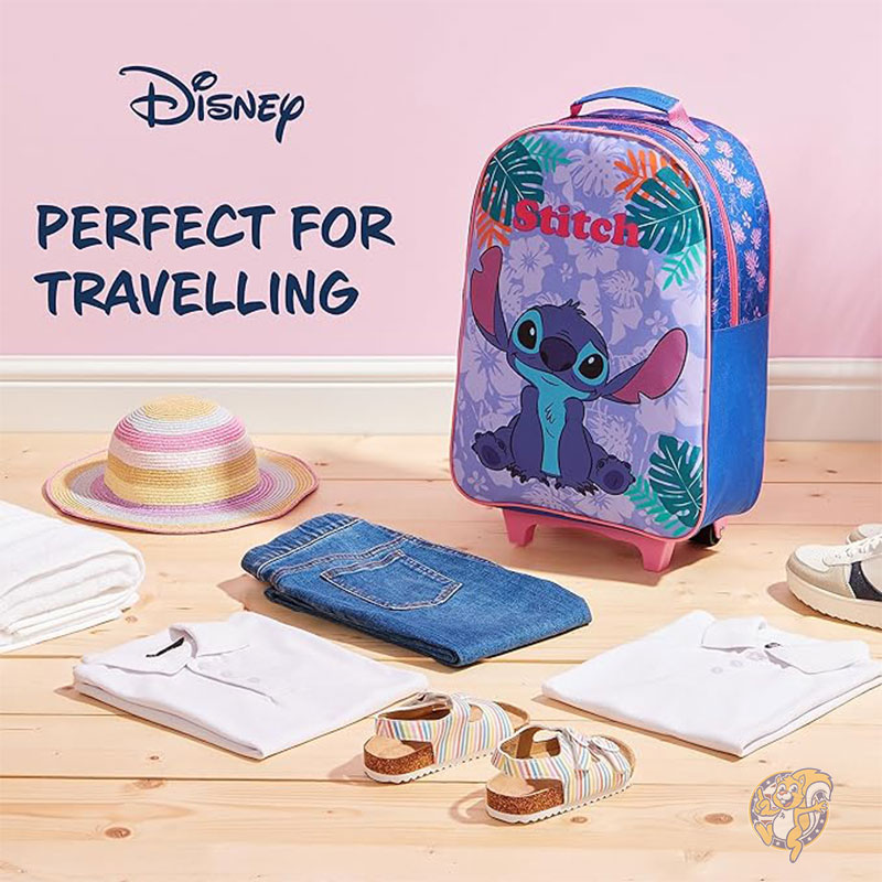ディズニー Disney スティッチ キッズ スーツケース 折りたたみ式 トロリーバッグ 47 x 30cm 2輪 伸縮式ハンドル 旅行用トラベルケース 子供用 ラゲッジ ブラックステッチ