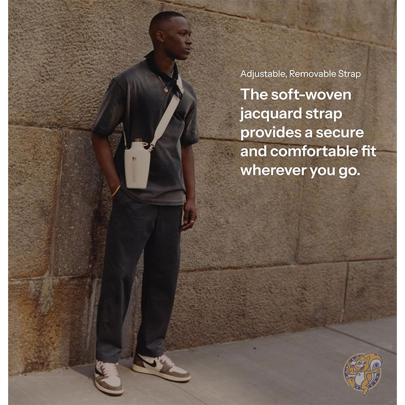 Stanley スタンレー クロス ボトル 水筒 ジャカード ストラップ付き 23オンス 680ml トラベル ボトル 取り外し可能なストロー付き漏れ防止トライタン蓋 リサイクル ステンレス スチール 二重壁真空断熱