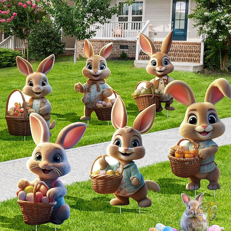 イースター バニーデコレーション 屋外用 ガーデン装飾 6個セット イースターバニーサイン イースターバニー 春の室内装飾 防水芝生デコ sewrung ソーイング