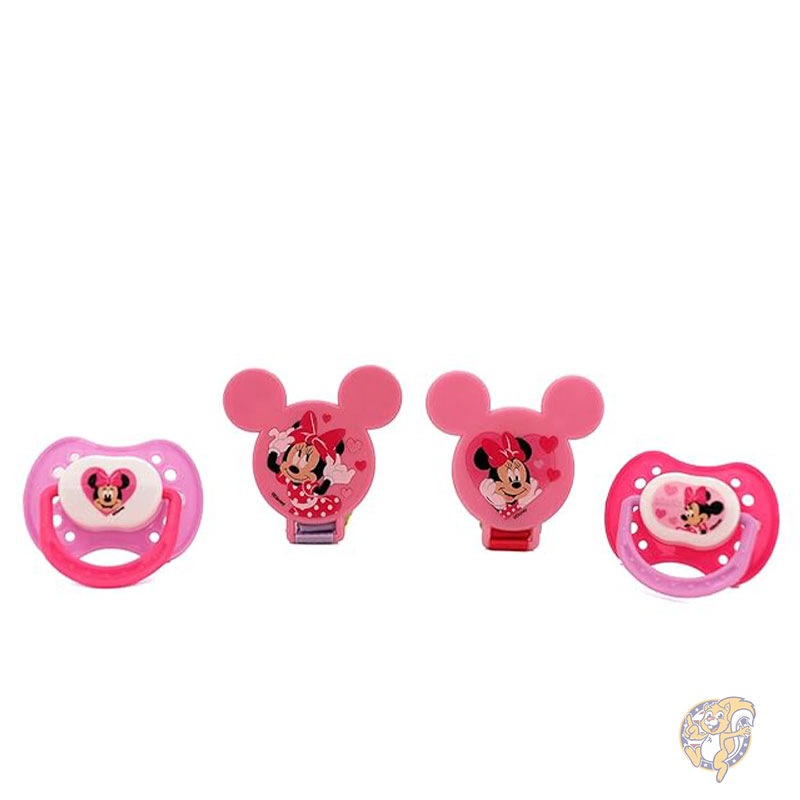 ディズニー Disney カドリー ミニーマウス おしゃぶり ベビーガールズおしゃぶり 2個 ハート付きクリップ 2個 4パック ミニプリント