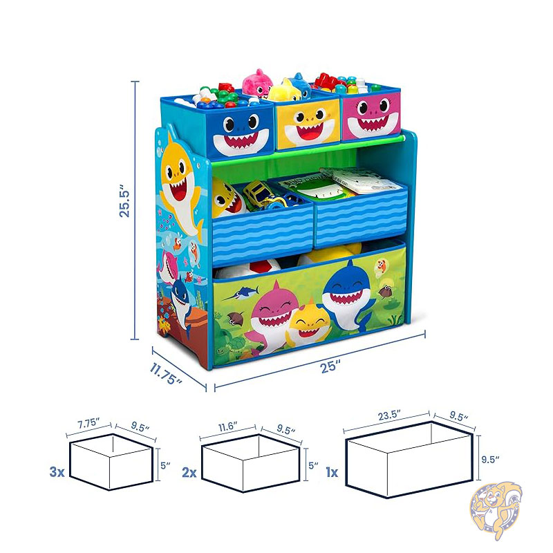 ベビーシャーク おもちゃ箱 お片づけ ベビーシャークデザイン＆ストア 6ビン おもちゃ収納オーガナイザー Delta Children デルタチルドレン
