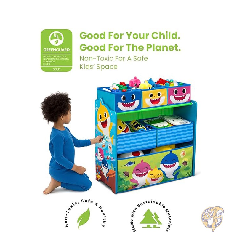 ベビーシャーク おもちゃ箱 お片づけ ベビーシャークデザイン＆ストア 6ビン おもちゃ収納オーガナイザー Delta Children デルタチルドレン