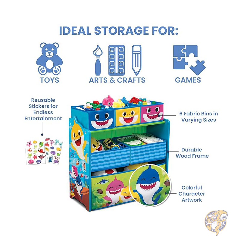 ベビーシャーク おもちゃ箱 お片づけ ベビーシャークデザイン＆ストア 6ビン おもちゃ収納オーガナイザー Delta Children デルタチルドレン