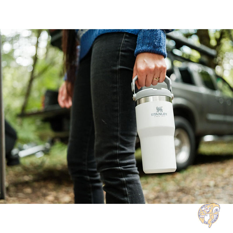 Stanley スタンレー アイスフロー ウォーターボトル 20オンス 591ml ステンレススチール タンブラー ストロー付き 自宅 オフィス 車用の真空断熱ウォーターボトル ストロー付き再利用可能カップ 漏れ防止フリップ 12時間冷たく保つ 2日間氷で保冷