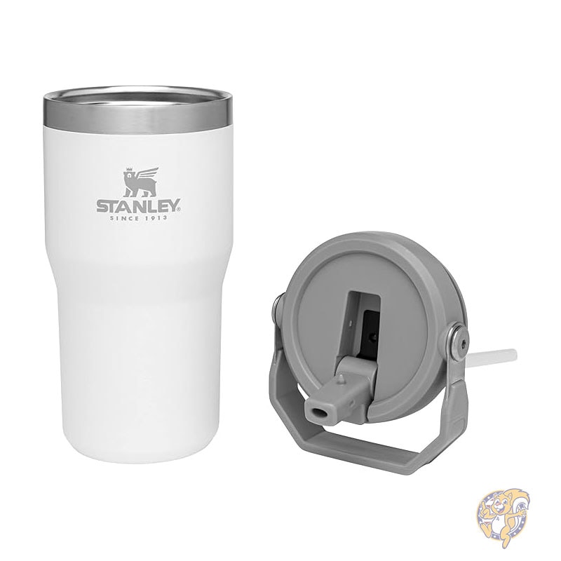 Stanley スタンレー アイスフロー ウォーターボトル 20オンス 591ml ステンレススチール タンブラー ストロー付き 自宅 オフィス 車用の真空断熱ウォーターボトル ストロー付き再利用可能カップ 漏れ防止フリップ 12時間冷たく保つ 2日間氷で保冷