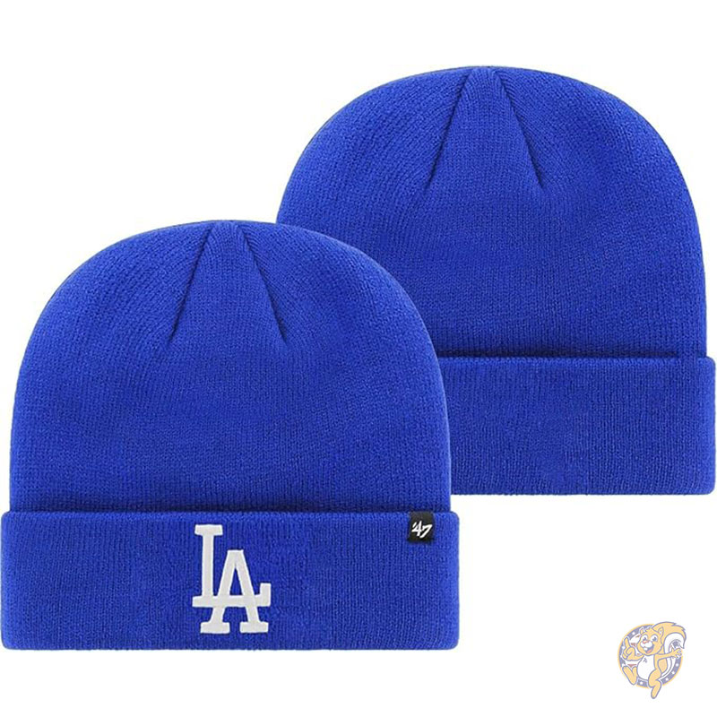 MLB ビーニー ニット帽 ロサンゼルス・ドジャース ブルー ユニセックス 大人用 プライマリー ロゴ カフ付き ニット プライマリー ロゴ チームカラー ビーニー ハット 防寒帽子 ワンサイズ 47