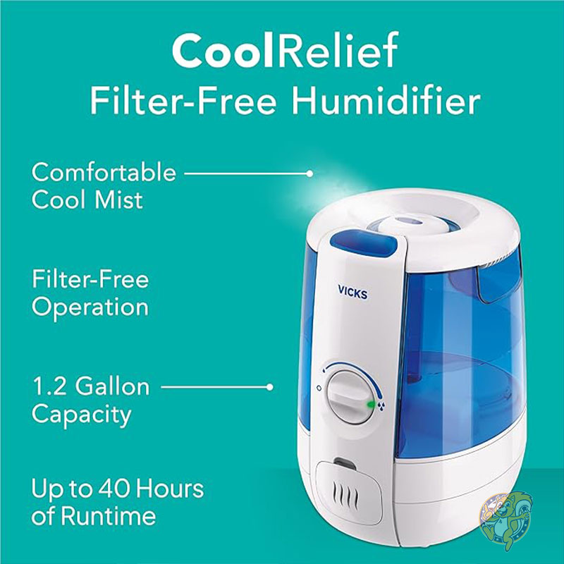 加湿器 CoolRelief クールミス加湿器 小型から中型の部屋用気化器 赤ちゃん 子供 大人用 4.5L Vicks ヴィックス