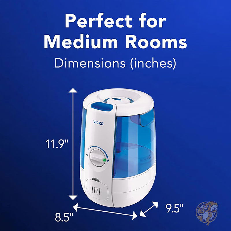 加湿器 CoolRelief クールミス加湿器 小型から中型の部屋用気化器 赤ちゃん 子供 大人用 4.5L Vicks ヴィックス