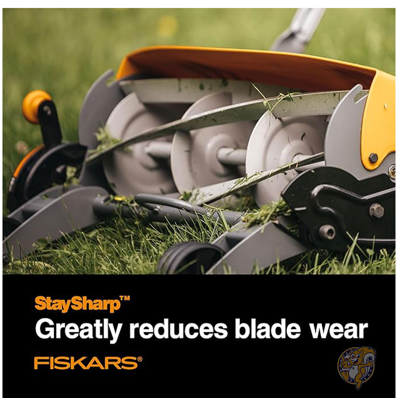 プッシュ式芝刈り機 モーターなし 18インチ 45cmカット幅 手動リール式芝刈り機 切れ味の持続するスチール刃付き芝刈り機 芝生のお手入れ Fiskars フィスカー