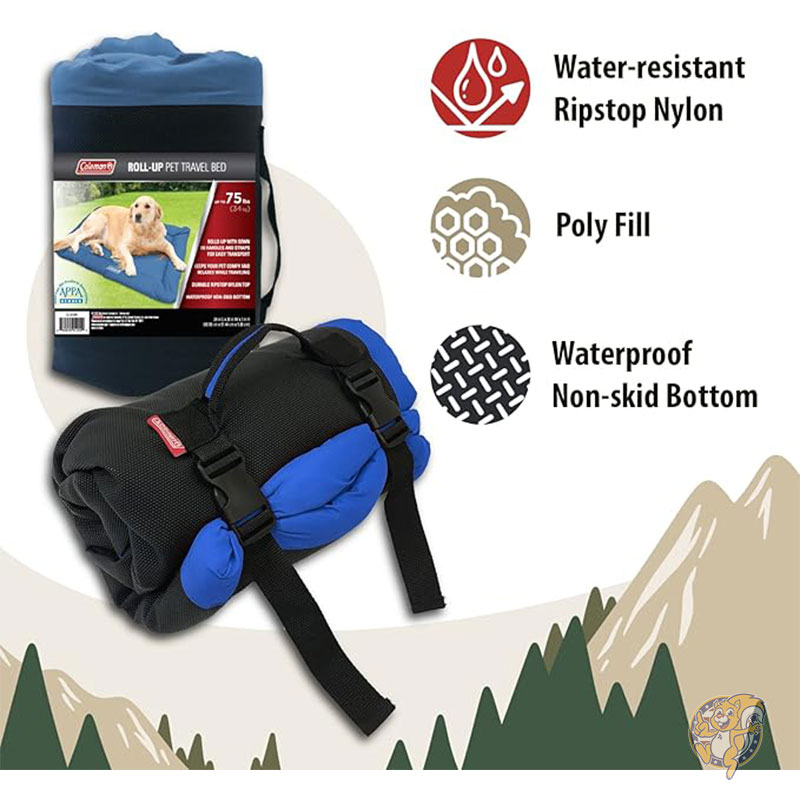 大型犬用ベッド 旅行用 ロールアップ 折りたたみ 収納可能 ペットマット 旅行用ベッド コールマン Coleman