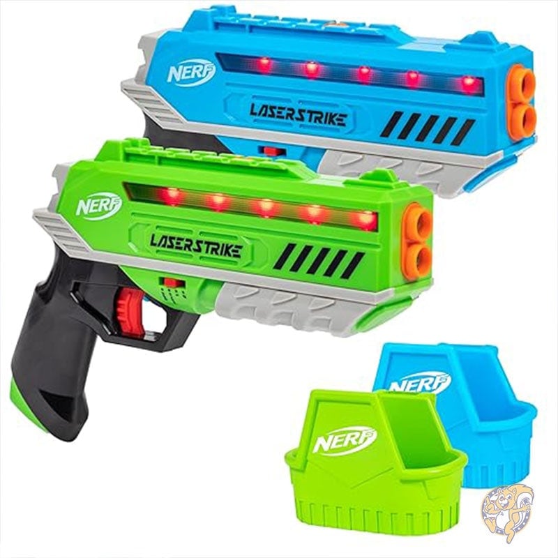 ナーフ Nerf レーザーストライク 2人用レーザータグゲームパック 91m射程ブラスター2個 ホルスター2個付き 屋内または屋外で遊べるアーケードゲーム
