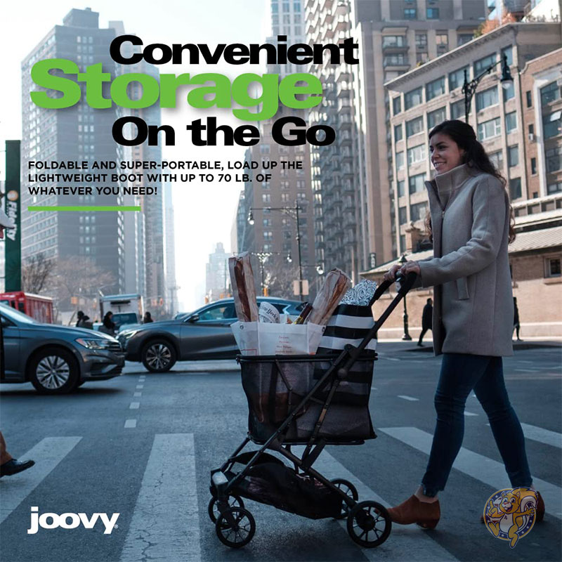ショッピング カート ブーツ 総重量 容量31kg スタイリッシュな取り外し可能なトート 簡単に操縦できる回転タイヤ 片手でコンパクトに折りたためる機能 ワンステップ パーキング ブレーキ付き (シルバー フレーム) Joovy ジュービー