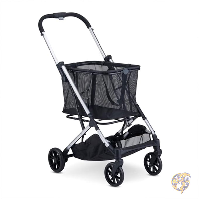 ショッピング カート ブーツ 総重量 容量31kg スタイリッシュな取り外し可能なトート 簡単に操縦できる回転タイヤ 片手でコンパクトに折りたためる機能 ワンステップ パーキング ブレーキ付き (シルバー フレーム) Joovy ジュービー