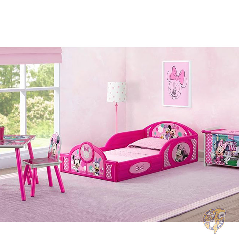ディズニー ミニーマウス キッスインテリア4点セット 幼児用ルームインアボックスセット スリープ＆プレイ 幼児用ベッド テーブル 椅子1脚 おもちゃ箱付き ピンク Delta Children デルタチルドレン