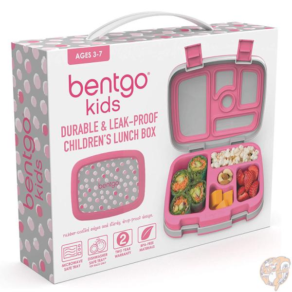 Bentgo（ベントゴー）子供用 弁当箱 キッズ ランチボックス 5コンパートメント 漏れ防止 ピンク ドット 弁当 食洗機対応 BPAフリー お昼ご飯