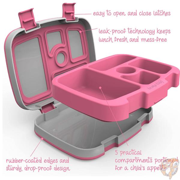 Bentgo（ベントゴー）子供用 弁当箱 キッズ ランチボックス 5コンパートメント 漏れ防止 ピンク ドット 弁当 食洗機対応 BPAフリー お昼ご飯