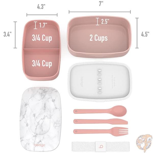 ベントゴー Bentgo クラシック オールインワン 弁当箱 積み重ね可能な ランチボックス ブラッシュマーブル カトラリー付き ランチ お昼ご飯 会社