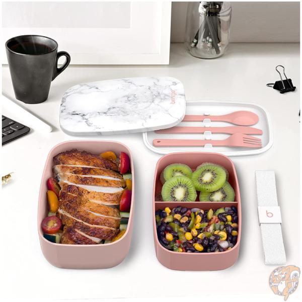 ベントゴー Bentgo クラシック オールインワン 弁当箱 積み重ね可能な ランチボックス ブラッシュマーブル カトラリー付き ランチ お昼ご飯 会社