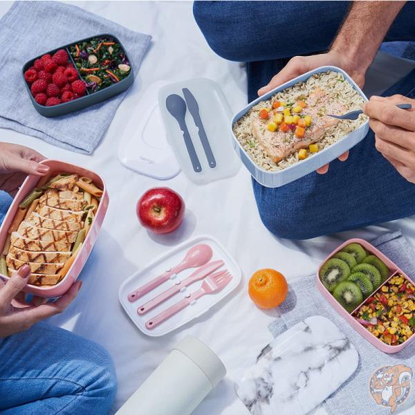 ベントゴー Bentgo クラシック オールインワン 弁当箱 積み重ね可能な ランチボックス ブラッシュマーブル カトラリー付き ランチ お昼ご飯 会社