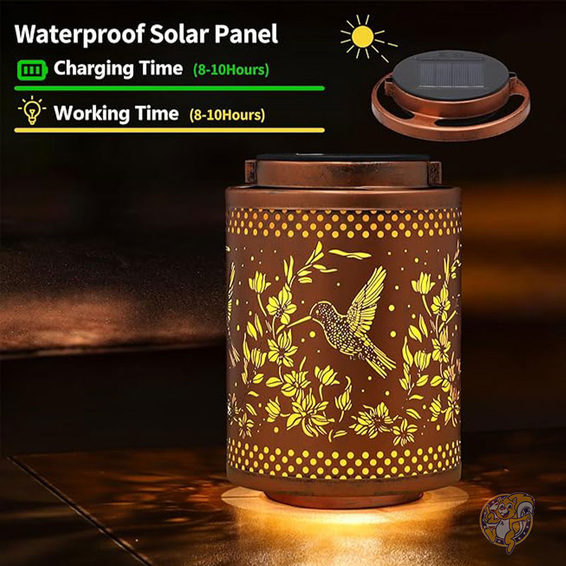 ハチドリ ソーラーランタン ガーデンデコレーション 誕生日プレゼント 金属製吊り下げ ソーラーライト 防水 屋外装飾 屋外用 LEDランタン 庭 パティオ 芝生 通路 風景用 電飾 Tepaken テパケン